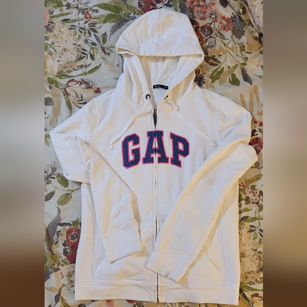 GAP White Hoodie with Pink Logo